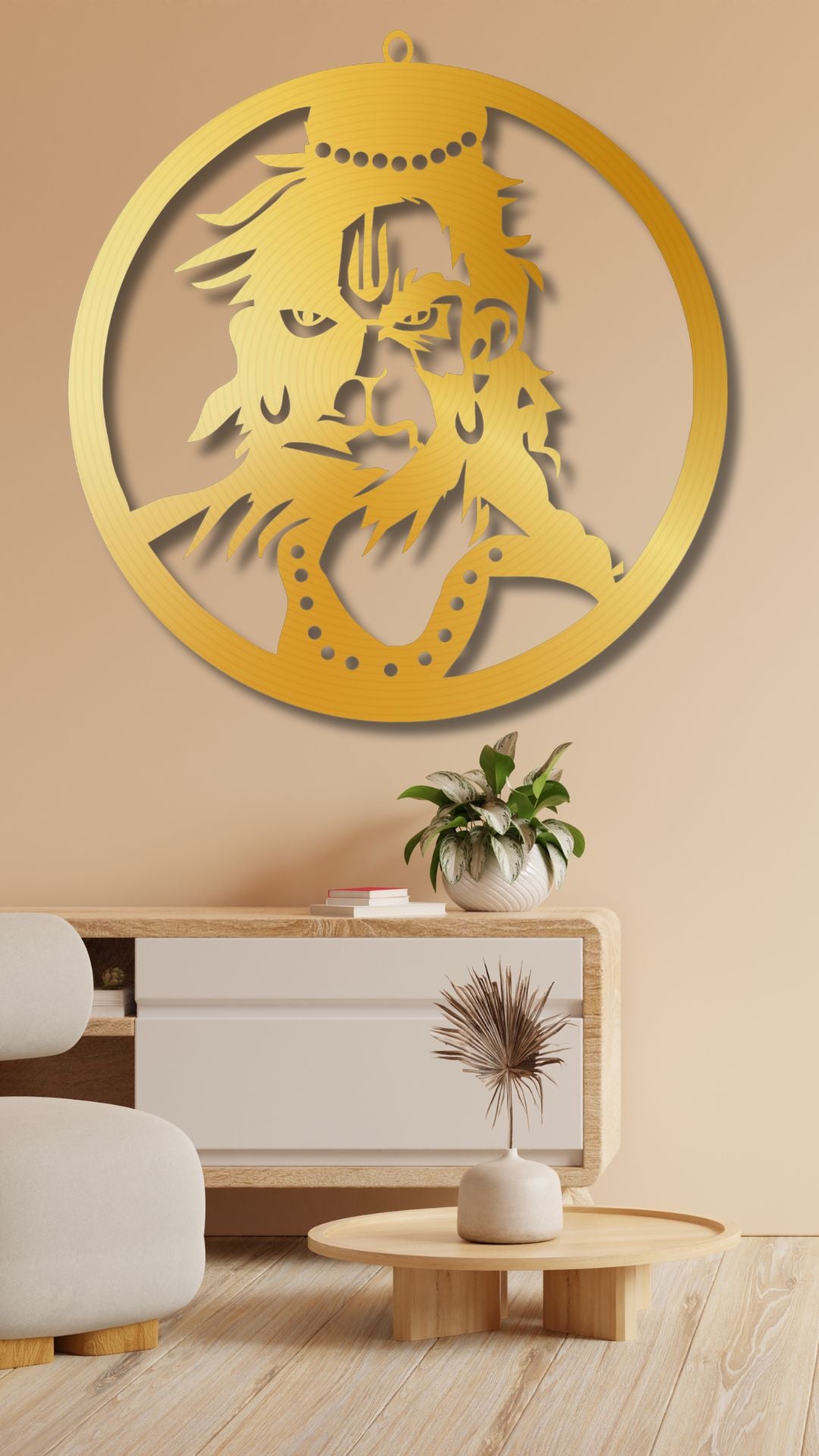 Golden Bajrang Bali-Hanuman LED Wall Decor Light