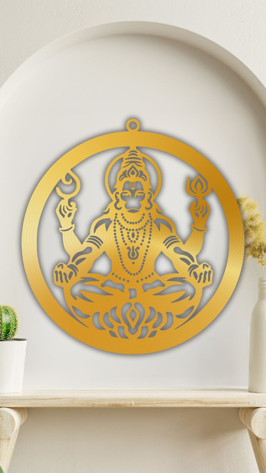 Golden BajrangBali Hanuman Ji Wall LED Wall Decor Light