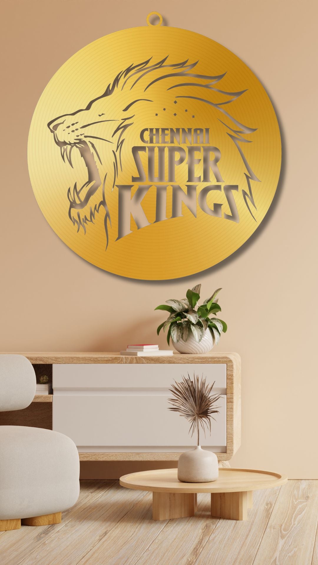 Golden Chennai Super King IPL LOGO LED Wall Decor Light