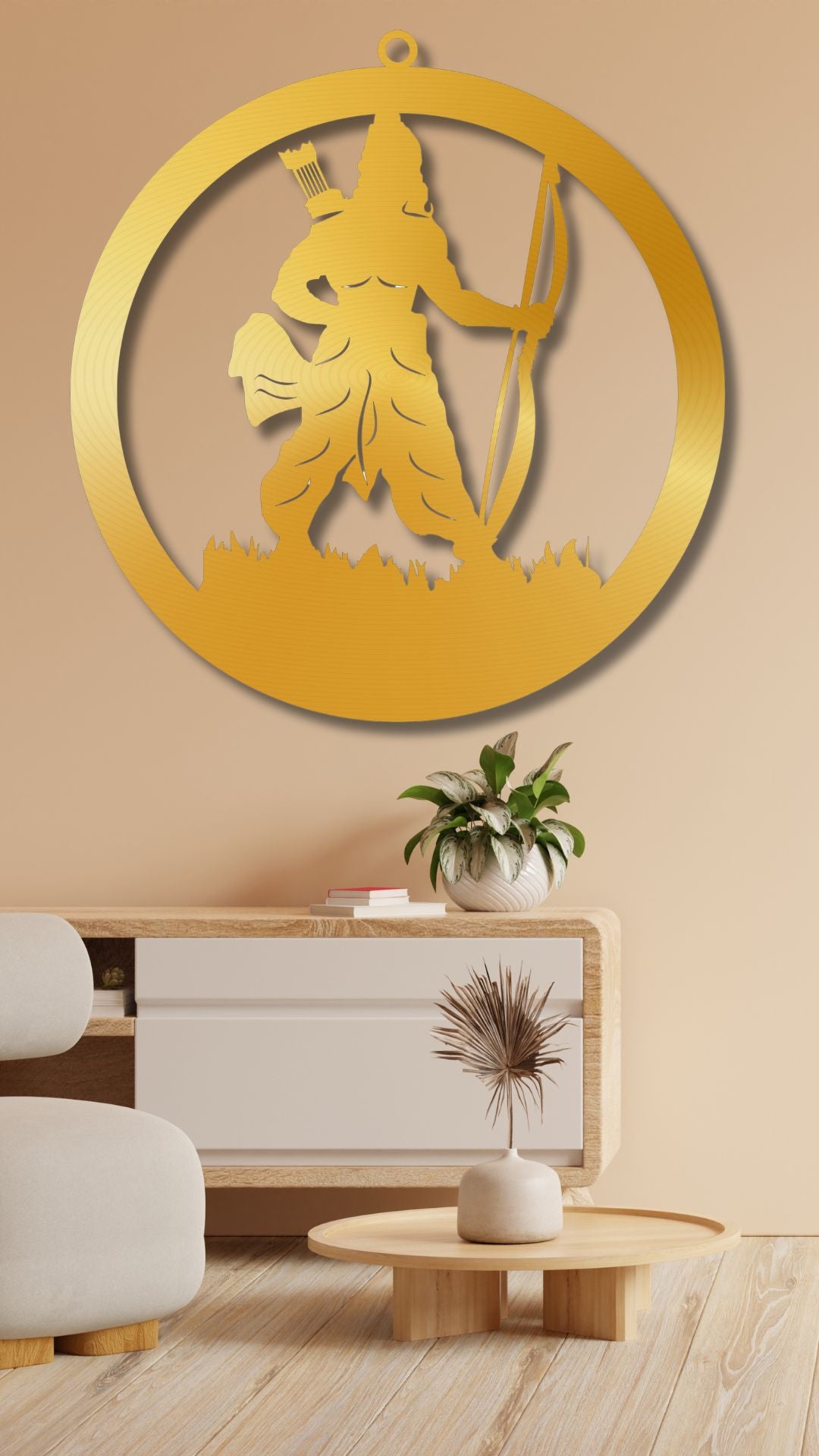 Golden Sheeri Ram ji Wall LED Wall Decor Light