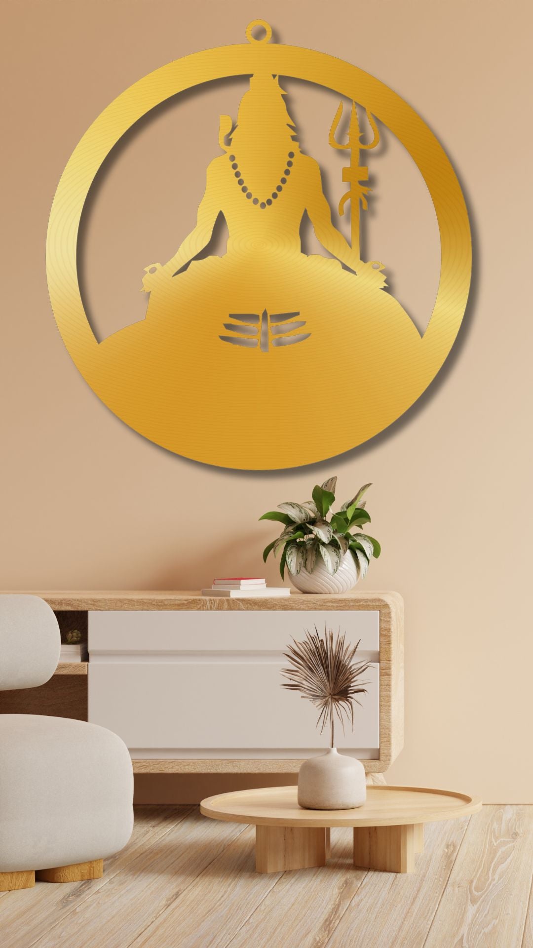 Golden Mahadev Shiv ji Wall LED Wall Decor Light